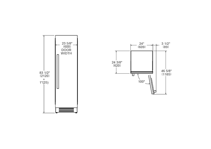 Coluna Frigorífica de encastre 60 cm Aço Inox